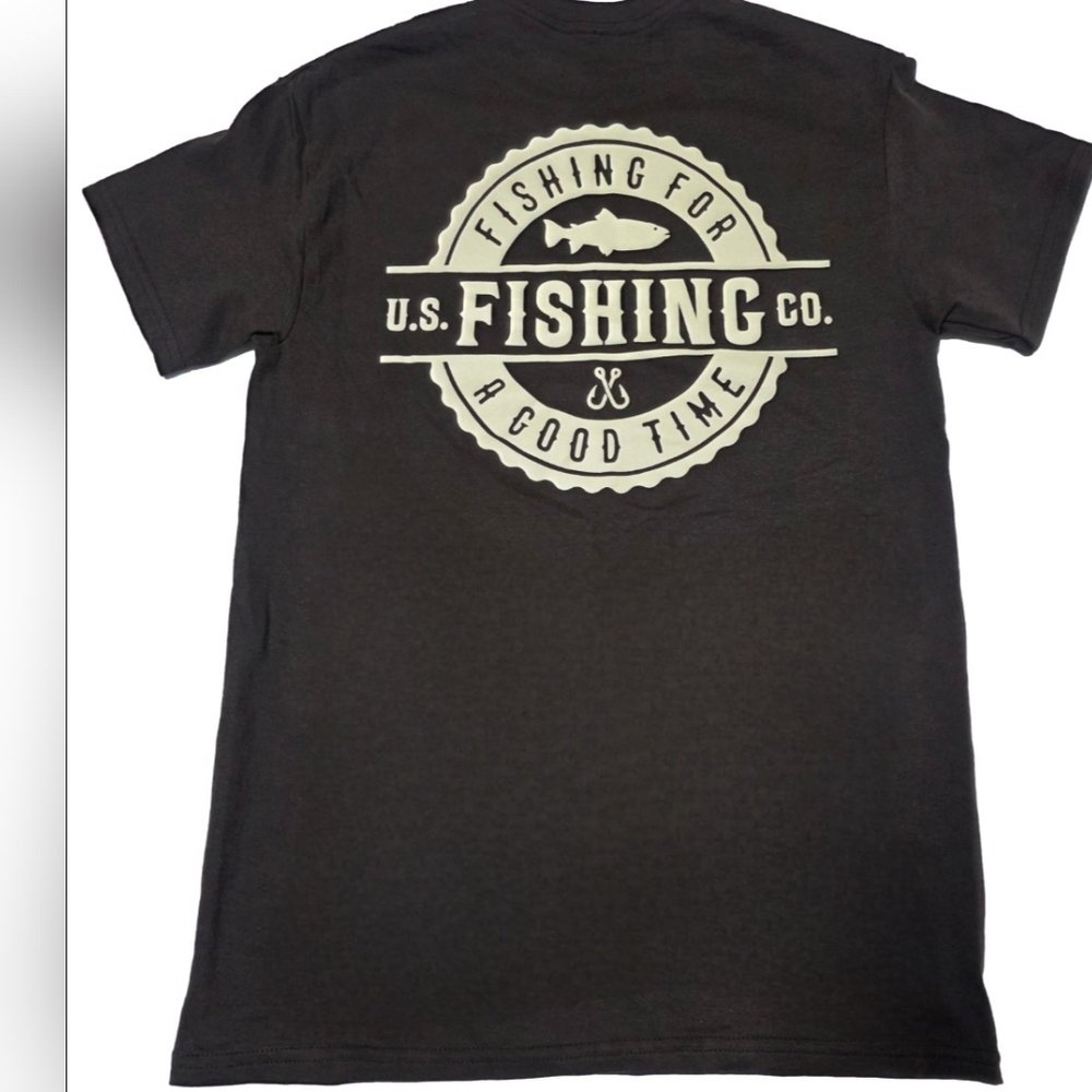 U.S Fishing Co Graphic Tee Small Brown Cotton Outdoor Logo Shirt New Without Tag